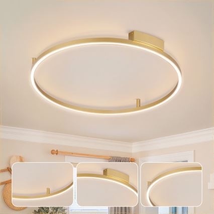 Brilagi - PORTOFINO dimmējama LED griestu lampa LED/60W/230V 3000-6000K Ø 80 cm zelta krāsā + tālvadības pults