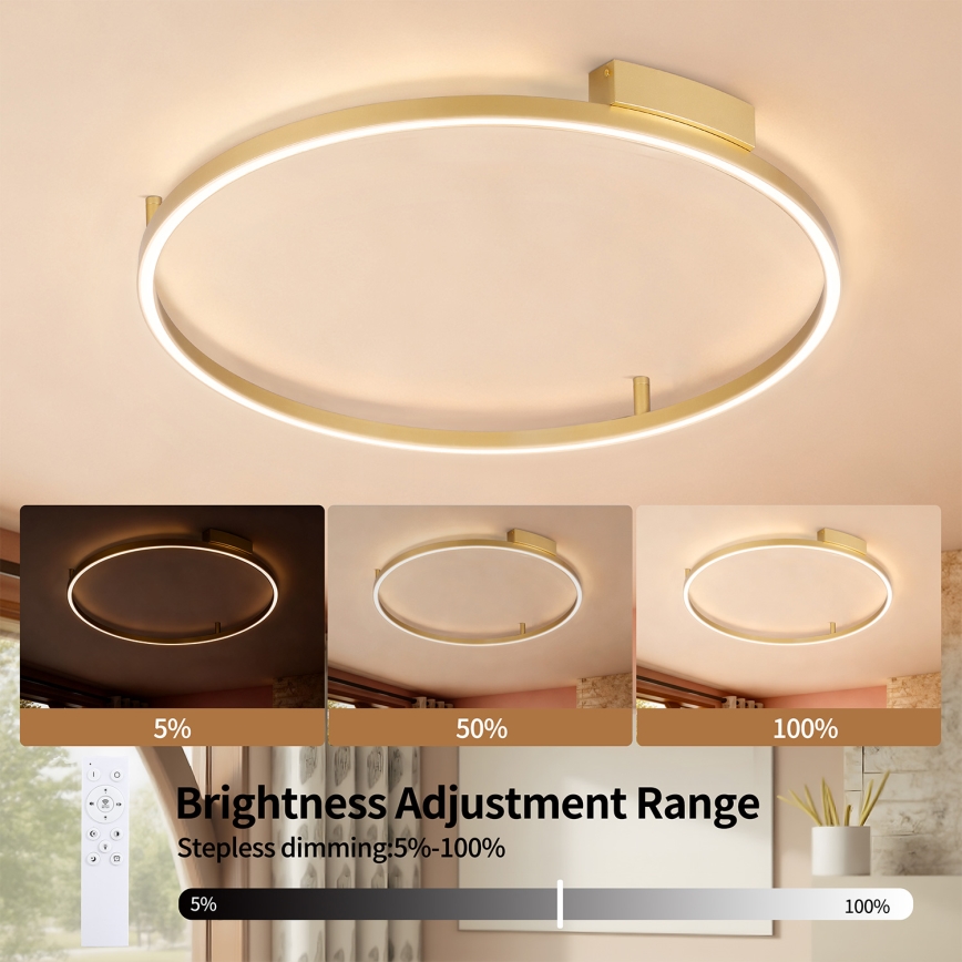 Brilagi - LED regulējama griestu lampa PORTOFINO LED/60W/230V 3000-6000K Ø 80 cm zelta + tālvadības pults