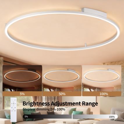 Brilagi - LED regulējams griestu gaismeklis PORTOFINO LED/85W/230V 3000-6000K Ø 120 cm sudraba + tālvadība