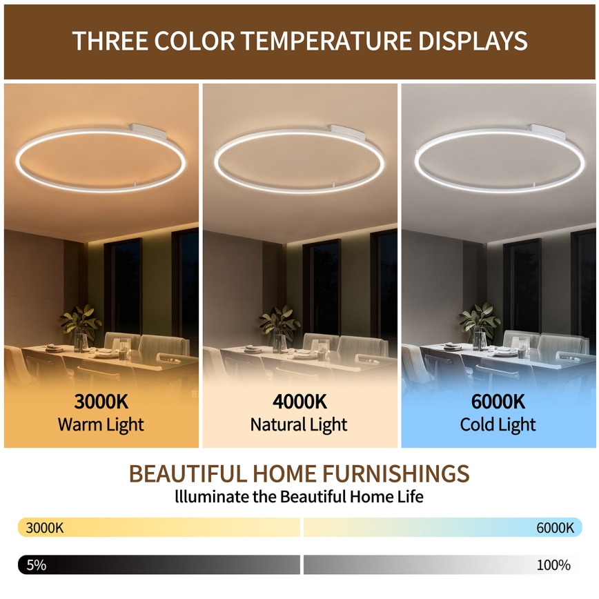 Brilagi - LED dimējams griestu lukturis PORTOFINO LED/85W/230V 3000-6000K Ø 120 cm sudraba + ar tālvadības pulti