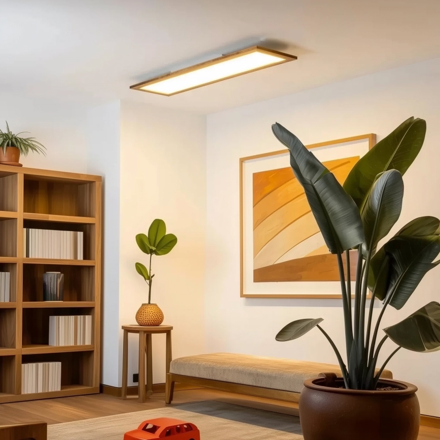 Brilagi - dimējama LED griestu lampa SLIMFRAME WOOD LED/58W/230V 124x33,7 cm 3000-6000K brūna + ar tālvadību