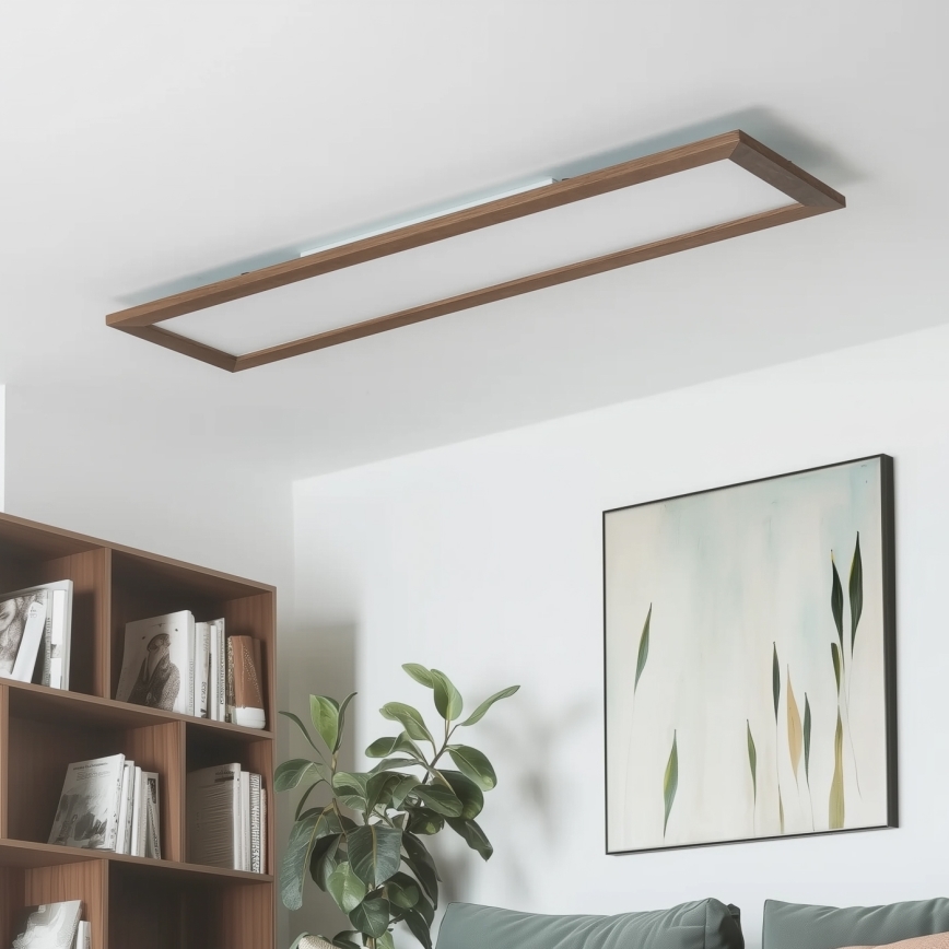 Brilagi - LED dimmējams griestu gaismeklis SLIMFRAME WOOD LED/58W/230V 124x34 cm 3000-6000K tumši brūns + ar tālvadības pulti