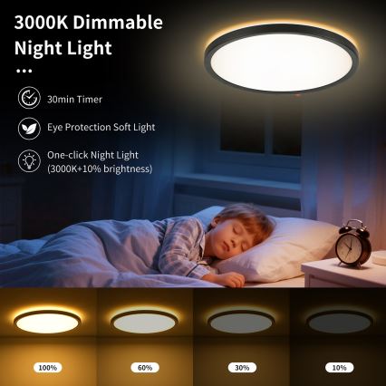 Brilagi - aptumšojams LED griestu gaismeklis ULTRA SLIM LED/24W/230V 2700-6500K Ø 42 cm melns + ar tālvadības pulti