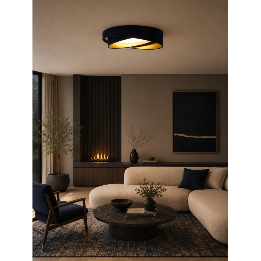 BRILAGI - LED ar regulējamu spilgtumu griestu gaismeklis VELVET TWIST LED/36W/230V 3000-6000K Ø 65 cm Wi-Fi Tuya Beacon zils/zelts + tālvadības pults