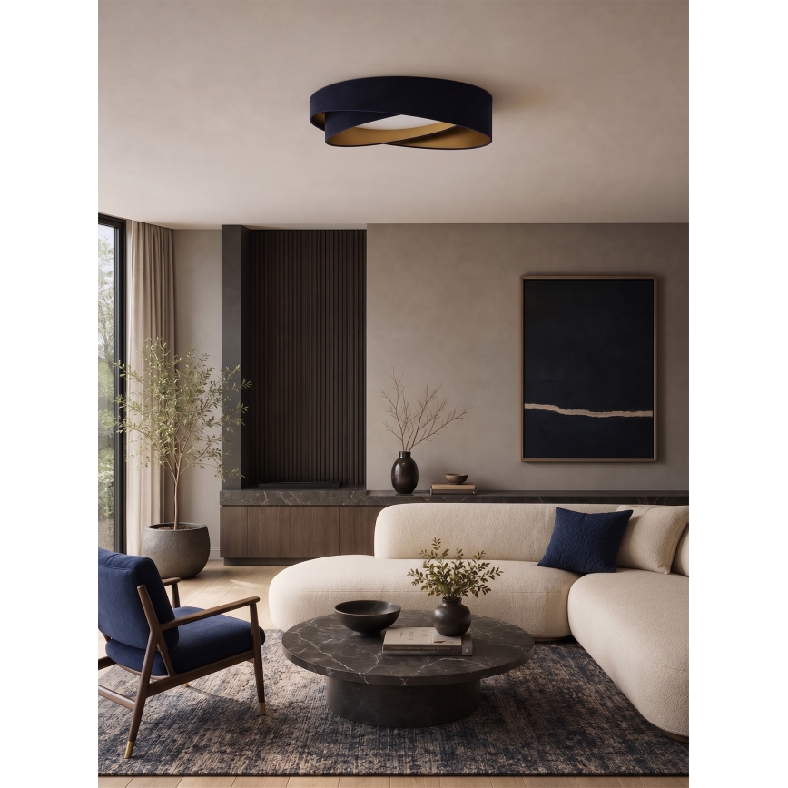 BRILAGI - LED ar regulējamu spilgtumu griestu gaismeklis VELVET TWIST LED/36W/230V 3000-6000K Ø 65 cm Wi-Fi Tuya Beacon zils/zelts + tālvadības pults