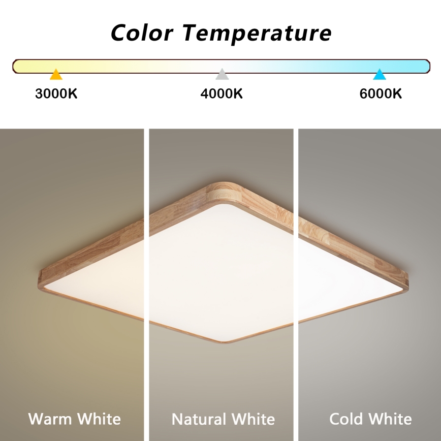 BRILAGI - LED regulējams griestu gaismeklis WOODLINE SQUARE LED/100W/230V 3000-6000K ozolkoka 80x80 cm + tālvadības pults