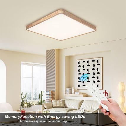 BRILAGI - LED regulējams griestu gaismeklis WOODLINE SQUARE LED/100W/230V 3000-6000K ozolkoka 80x80 cm + tālvadības pults