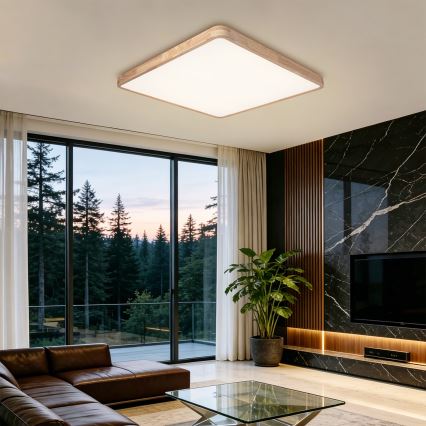 BRILAGI - LED regulējams griestu gaismeklis WOODLINE SQUARE LED/100W/230V 3000-6000K ozolkoka 80x80 cm + tālvadības pults