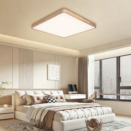 BRILAGI - LED regulējams griestu gaismeklis WOODLINE SQUARE LED/100W/230V 3000-6000K ozolkoka 80x80 cm + tālvadības pults