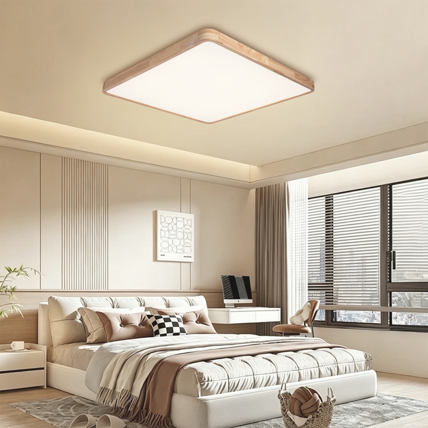 BRILAGI - LED regulējams griestu gaismeklis WOODLINE SQUARE LED/100W/230V 3000-6000K ozolkoka 80x80 cm + tālvadības pults