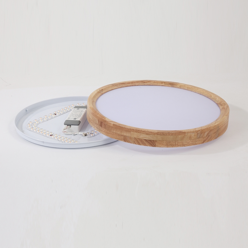 Brilagi - LED regulējama griestu lampa WOODROUND LED/30W/230V 3000-6000K Ø 40 cm koka CRI 90 + tālvadības pults