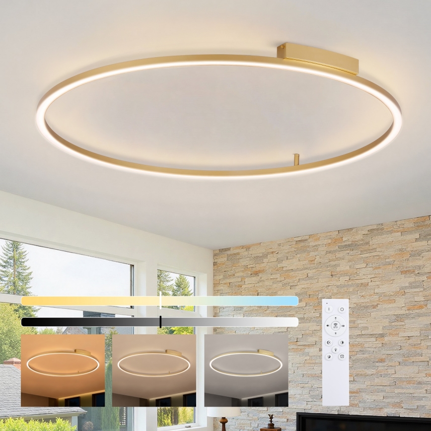Brilagi - regulējams LED griestu gaismeklis PORTOFINO LED/85W/230V 3000–6000K Ø 120 cm zelta + tālvadības pults