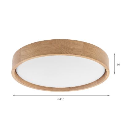 Brilagi - LED regulējams griestu lukturis MANAROLA REMOTE LED/24W/230V 3000-6500K pr. 41 cm, ozols + tālvadības pults