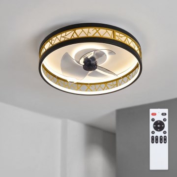 Brilagi - Regulējams LED griestu ventilators, 34 W, 230 V, 3000–6500 K, Ø 50 cm, melns/zelts + tālvadības pults