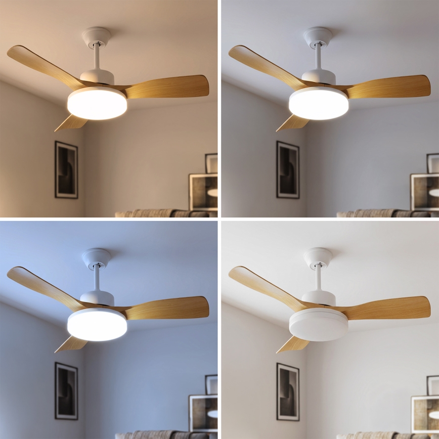 Brilagi - LED dimmējams griestu ventilators LED/34W/230V 3000-6500K Ø 106 cm balts/brūns + tālvadības pults