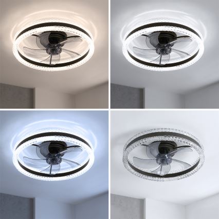 Brilagi - Dimmējams LED griestu ventilators LED/62W/230V Ø 50 cm melns + tālvadības pults