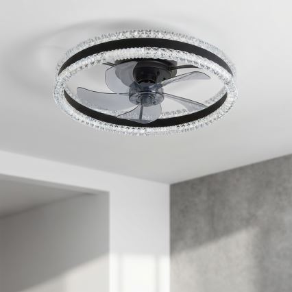 Brilagi - Dimmējams LED griestu ventilators LED/62W/230V Ø 50 cm melns + tālvadības pults