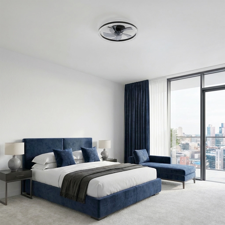 Brilagi - Dimmējams LED griestu ventilators LED/62W/230V Ø 50 cm melns + tālvadības pults