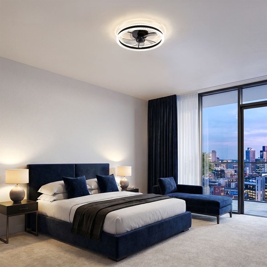 Brilagi - Dimmējams LED griestu ventilators LED/62W/230V Ø 50 cm melns + tālvadības pults