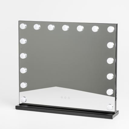 BRILAGI - Grima spogulis ar regulējamu spilgtumu HOLLYWOOD LED/15W/230V CCT + 2x USB 60x50 cm melns