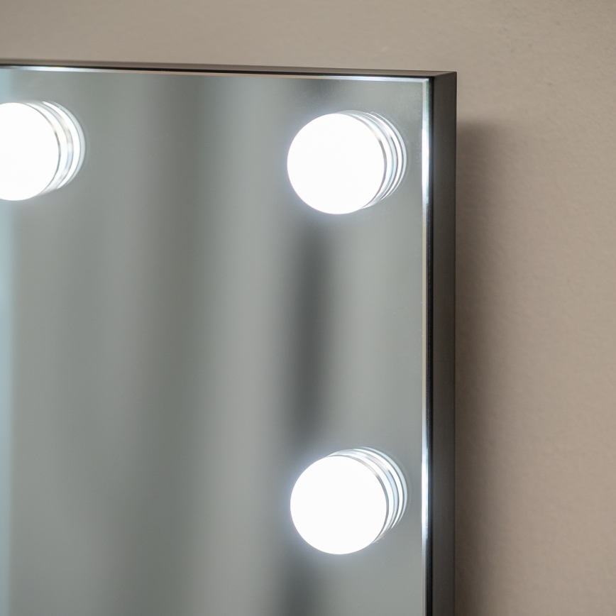 BRILAGI - Grima spogulis ar regulējamu spilgtumu HOLLYWOOD LED/15W/230V CCT + 2x USB 60x50 cm melns