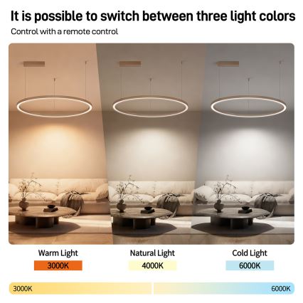 BRILAGI - LED lustra ar regulējamu spilgtumu uz troses PORTOFINO LED/60W/230V 3000-6000K diam. 80 cm bēša + ar tālvadības pulti