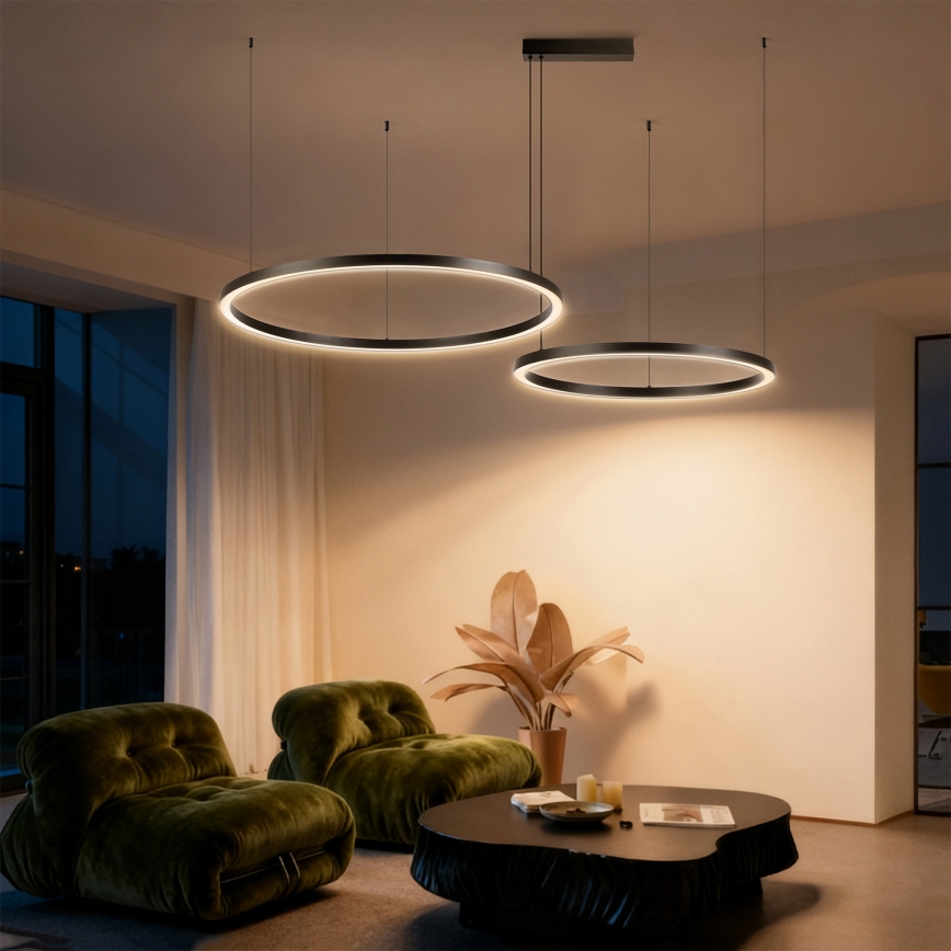 Brilagi - LED dimējama lustra uz troses PORTOFINO LED/98W/230V 3000-6000K melna + tālvadības pults