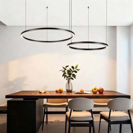 Brilagi - LED dimējama lustra uz troses PORTOFINO LED/98W/230V 3000-6000K melna + tālvadības pults