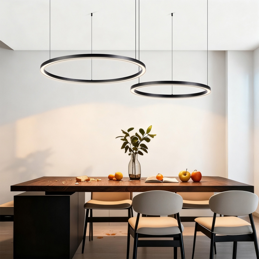 Brilagi - LED dimējama lustra uz troses PORTOFINO LED/98W/230V 3000-6000K melna + tālvadības pults