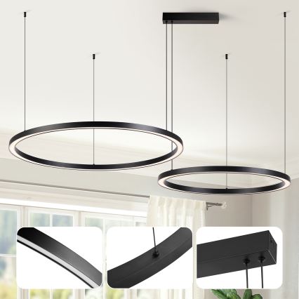 Brilagi - LED dimējama lustra uz troses PORTOFINO LED/98W/230V 3000-6000K melna + tālvadības pults