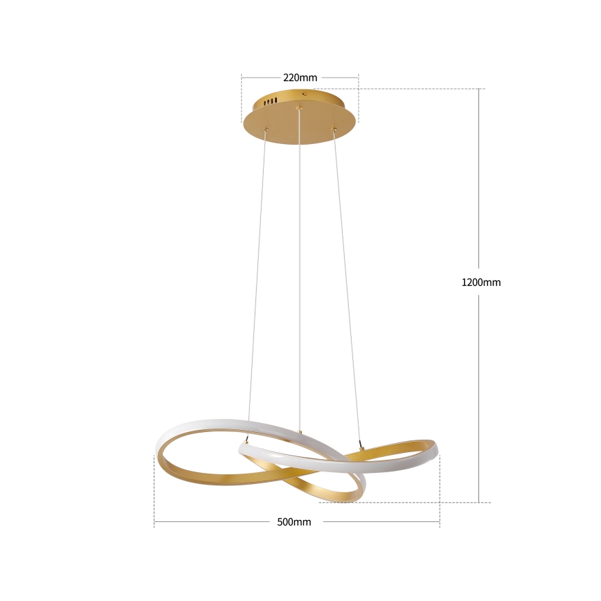 Brilagi - LED regulējama lustra uz troses INFINITY LED/55W/230V 3000-6000K 50x50 cm zelta + tālvadība