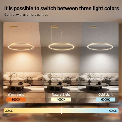 Brilagi - PORTOFINO regulējams LED lustrs uz kabeļa LED/60W/230V 3000-6000K diam. 80 cm zelta + ar tālvadības pulti
