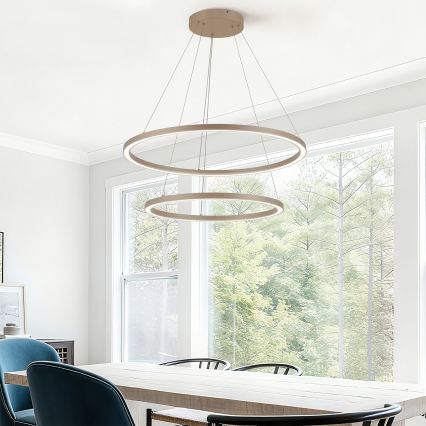 BRILAGI - LED lustra ar regulējamu spilgtumu uz troses PORTOFINO LED/98W/230V 3000-6000K Ø 80 cm bēša + tālvadība