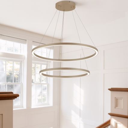 BRILAGI - LED lustra ar regulējamu spilgtumu uz troses PORTOFINO LED/98W/230V 3000-6000K Ø 80 cm bēša + tālvadība
