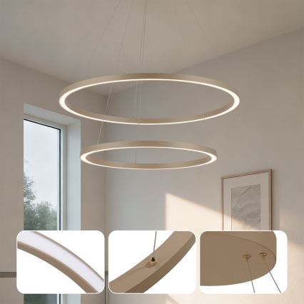 BRILAGI - LED lustra ar regulējamu spilgtumu uz troses PORTOFINO LED/98W/230V 3000-6000K Ø 80 cm bēša + tālvadība