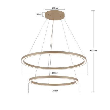 BRILAGI - LED lustra ar regulējamu spilgtumu uz troses PORTOFINO LED/98W/230V 3000-6000K Ø 80 cm bēša + tālvadība
