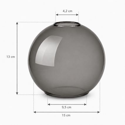 Brilagi - Rezerves stikls lustrai DIOR E27 Ø 15 cm, dūmakaini pelēks