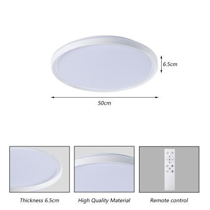 Brilagi - LED dimmējams griestu gaismeklis RIVO LED/72W/230V 3000-6000K balta, Ø 50 cm + tālvadības pults