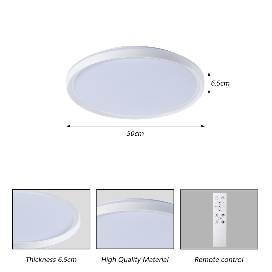 Brilagi - LED dimmējams griestu gaismeklis RIVO LED/72W/230V 3000-6000K balta, Ø 50 cm + tālvadības pults