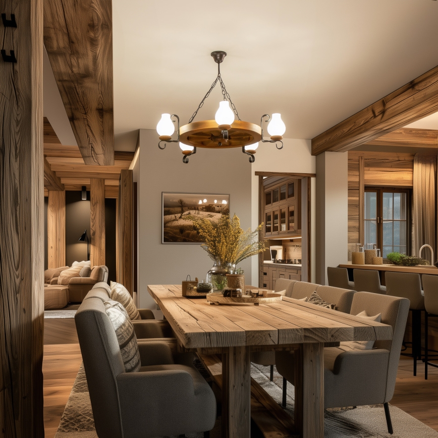 Brilagi - ROATA lustra uz ķēdes 5×E14/40W/230V Ø 70 cm, no buka koka