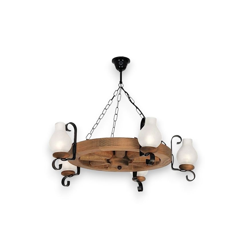 Brilagi - ROATA lustra uz ķēdes 5×E14/40W/230V Ø 70 cm, no buka koka
