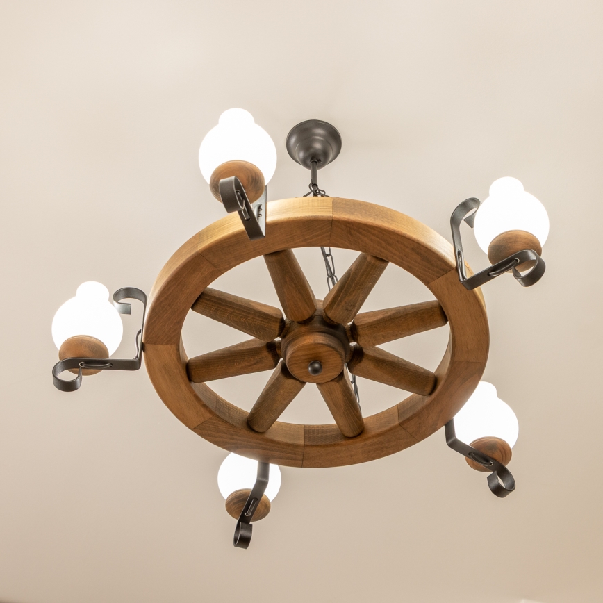 Brilagi - ROATA lustra uz ķēdes 5×E14/40W/230V Ø 70 cm, no buka koka