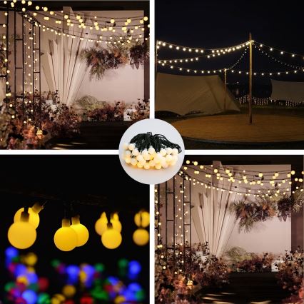 Brilagi - LED saules dekoratīvā virtene BUBBLE 50 LED / 8 funkcijas 7 m IP65 silti balta 600 mAh