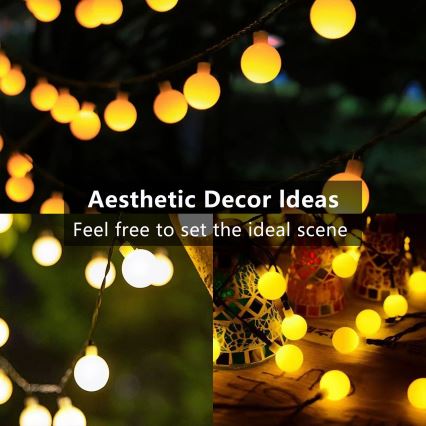 Brilagi - LED saules dekoratīvā virtene BUBBLE 50 LED / 8 funkcijas 7 m IP65 silti balta 600 mAh