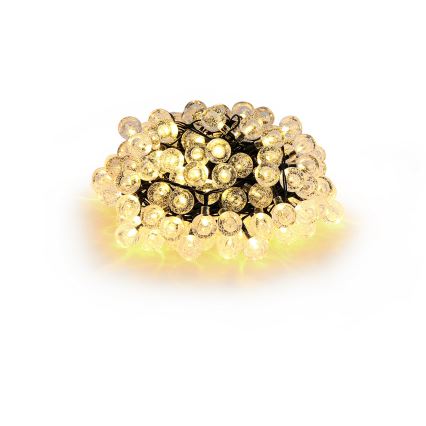 BRILAGI - saules darbināms LED dekoratīvais virtenis BUBBLE, 300 LED / 8 apgaismojuma režīmi, 30 m, IP65, siltā balta, 500 mAh