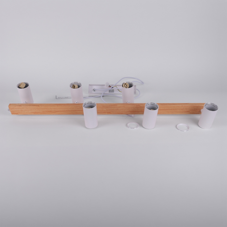 BRILAGI - SELE pakaramais gaismeklis uz kabeļa, 6xGU10/30W/230V, balts/ozola dekors