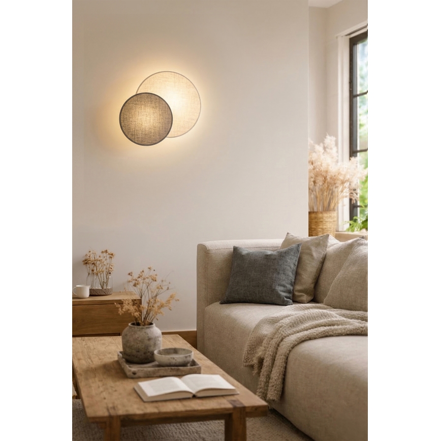 Brilagi - sienas gaismeklis CIRCLES 1xE27/60W/230V Ø 35 cm krēmkrāsa/pelēka