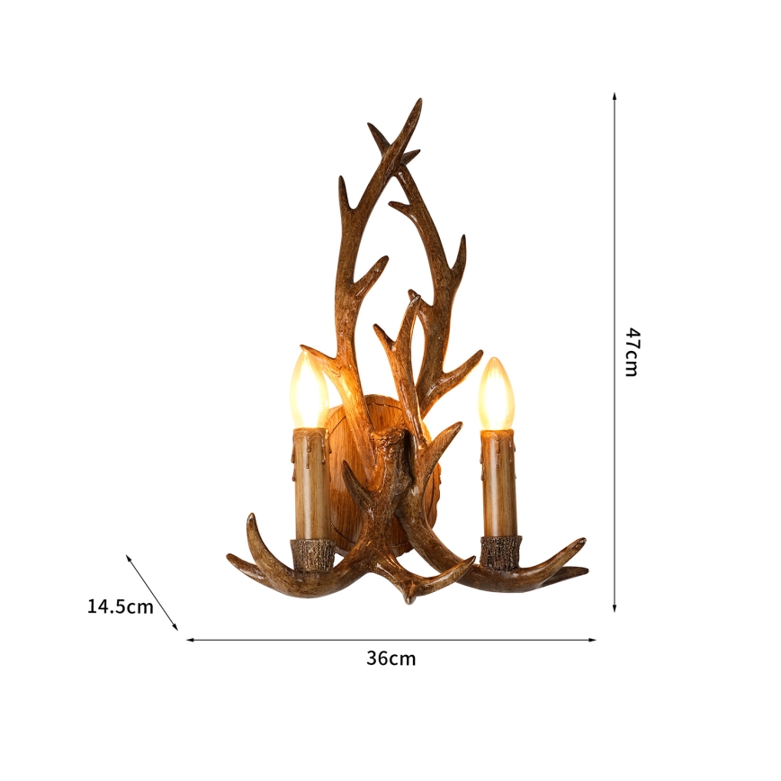 Brilagi - Sienas gaismeklis DEER 2xE14/10W/230V ar ragiem