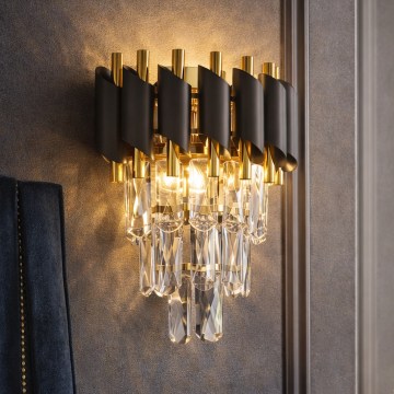 Brilagi - Sienas gaismeklis ECLIPSE 2xE14/10W/230V melna/zelta