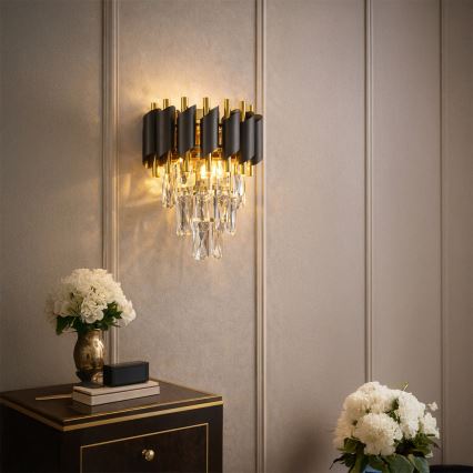 Brilagi - Sienas gaismeklis ECLIPSE 2xE14/10W/230V melna/zelta